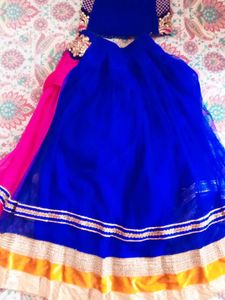 Vibrant Blue &amp; Orange Lehenga Choli