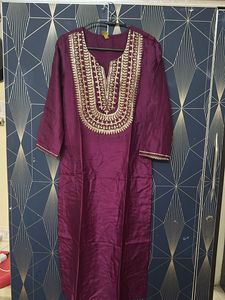 Embroidered Silk Kurta