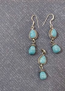 92.5 Silver Larimar pendant set