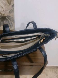 Lavie Dark Blue Textured Handbag