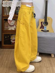Yellow Y2k streetwear Wide-Leg Jeans