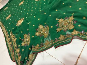 bridal  Green heavy handwork Saree