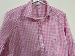 Pink Gingham Button-Up Shirt