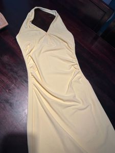 Sleek Yellow Halter Maxi Dress