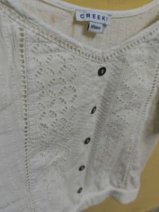 White Cold Shoulder Broderie Top
