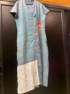 Blue cotton Kurta with stylish pocket