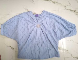 Light Blue Embellished V-Neck top