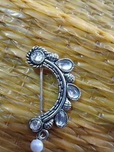 Oxidized Silver Nath with Pearl