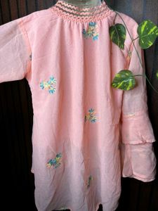 Peach Embroidered Kurti