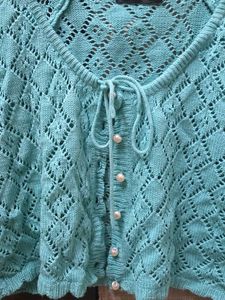 Aqua Crochet Tie-Up Top