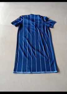 Navy Striped Floral Polo Dress