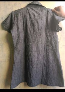 Gray Shirt with Blue Stripes