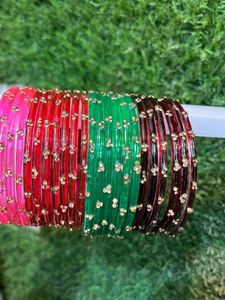 350 chaar darjan chudi Colorful Glass Bangles - Se