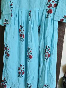 Light Blue Floral Print Kurta