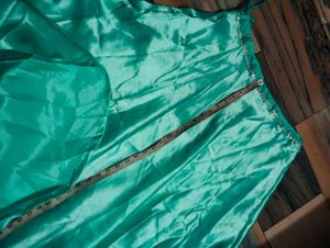 Green Satin Midi Skirt