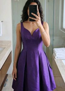 Elegant Purple V-Neck Fit & Flare Dress