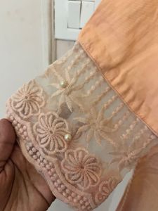 Peach Embellished Kurta