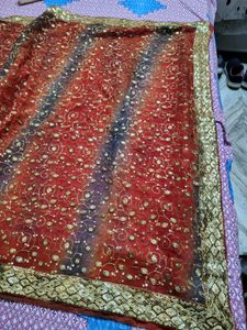 Elegant Red &amp; Gold Saree