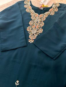 Embroidered Teal Kurta and dupatta