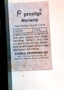 Prestige Quartz Wall Clock