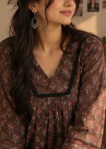 ⊹♡ Brown Printed Kurti 🤎🌿