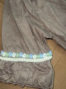 Embroidered Grey Tunic Top