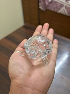 Crystal Turtle with Plate Showpiece for Good Luck