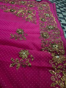 Embroidered Pink Saree