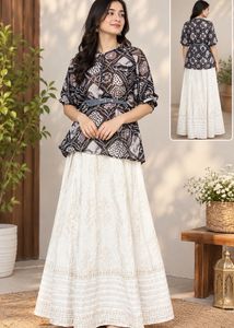 Elegant Ethnic Top and Skirt Set