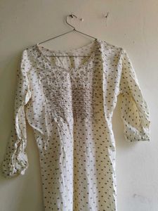 Embellished Cream Kurta
