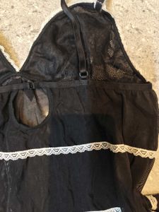 Cute Black Lace Babydoll Top