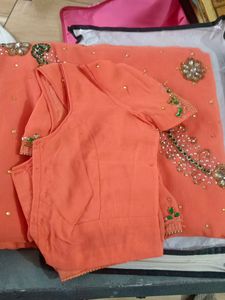 Heavy Moti Work Peacock Design Saree