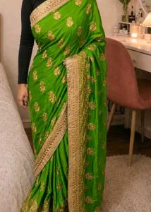 🥻Devdas Green Embroidered Saree🌷
