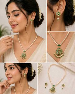 Elegant Pearl Necklace & Earrings Set