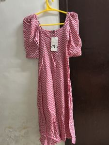 Zara Pink Chevron Print Dress