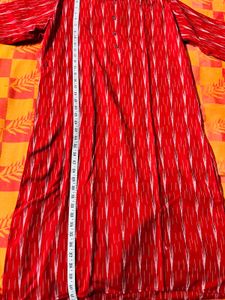 red Ikat Print Tradional Kurta