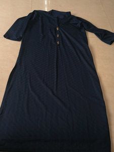 Navy Blue Textured Kurta