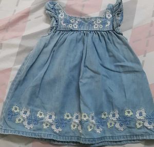 Cute Embroidered Denim Dress for 9 mnths baby