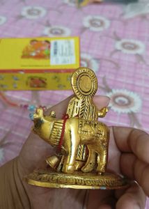 Metal Lord Krishna with Cow Idol