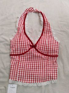 Cute Red Gingham Halter Top