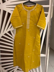 Mustard Yellow Embroidered Kurta Set