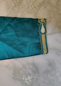 Teal Real Mirror Work Kurta (Diwali Offer 🪔)