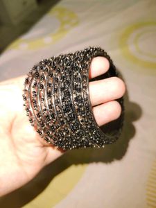 Black Beaded Bangles Set