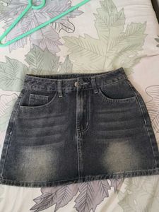 Gray Denim Mini Skirt