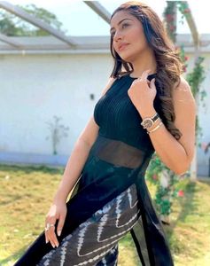 Stylish black pleated kurti with Tie-Dye palazzo s