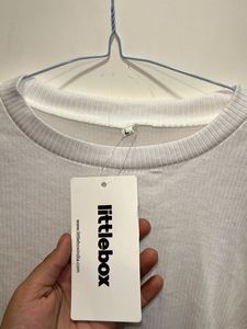White Ribbed Long Sleeve Top