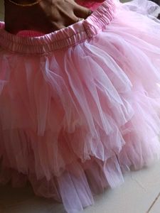 Chic Pink Tulle Layered Skirt