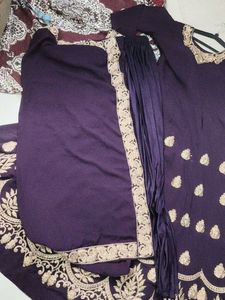 Embroidered Purple Ethnic three piece set ✨