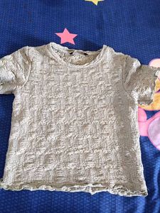 Textured Cropped T-Shirt