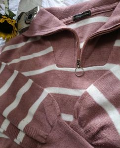 Striped Quarter-Zip Pullover🌸